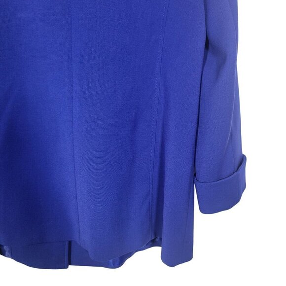 Tahari Arthur S. Levine Royal Blue Button Bow Detail, Long Coat Jacket Size 12P - Picture 11 of 12